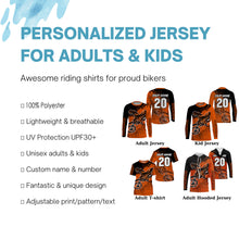 Load image into Gallery viewer, Motocross for kid men women jersey custom UPF30+ off-road dirt bike orange racing shirt racewear PDT108