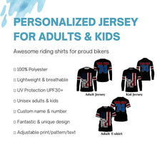 Load image into Gallery viewer, American flag jersey Motocross custom youth adult UPF30+ biker off-road motorcycle shirt patriotic PDT245