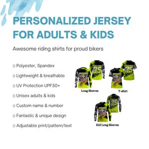 Personalized Dirt Bike Jersey UPF30+ Anti UV, Camo Motocross Racing Motorcycle Off-road Youth Riders| NMS452