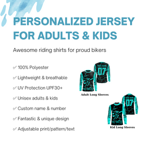 Full Throttle Personalized Motocross Jersey UPF30+ Kid Adult Dirt Bike Long Sleeves MX Racing NMS1145