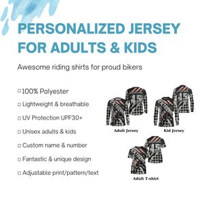 Motocross off-road jersey youth adult flag patriotic UV dirt bike extreme custom MX racing shirt PDT244