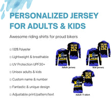 Load image into Gallery viewer, Men women kid Motocross jersey UPF30+ blue extreme personalized MX riding shirt biker off-road PDT242