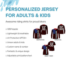 Load image into Gallery viewer, Dirt bike riding jersey Motocross kid&amp;adult UV patriotic flag USA off-road custom extreme MX shirt PDT246