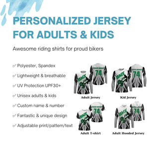Personalized adult kid BMX racing jersey UPF30+ green freestyle bike shirt offroad Cycling racewear| SLC36
