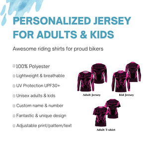 Custom MX jersey kid adult UPF30+ pink dirt bike off-road extreme motogirl long sleeves shirt PDT258