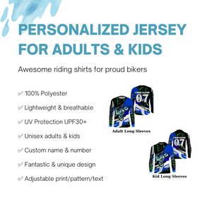 Motocross racing jersey custom number name adult kids long sleeves dirt bike motorcycle off-road NMS1073