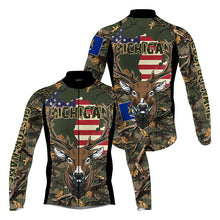 Load image into Gallery viewer, Michigan Cycling jersey men women with 3 pockets Custom name UPF50+ camouflage deer bike shirts| SLC208