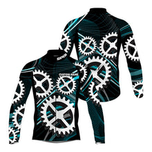 Load image into Gallery viewer, Black cycling jersey mens UPF50+ custom bike shirts with back pockets Sprocket bicycle sportswear| SLC213