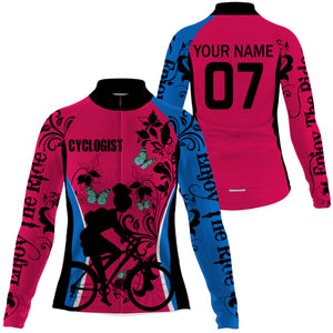 Custom Womens Cycling Jersey Enjoy The Ride Girl Biker Riding Road Cycle Mountain Bicycling Shirt| NMS841