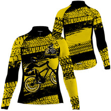 Load image into Gallery viewer, Custom Women cycling jersey Yellow biking tops UPF50+ cycle gear with pockets Breathable bike shirt| SLC61