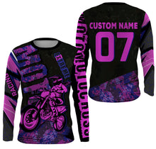 Load image into Gallery viewer, Personalized Motocross Jersey Pink UPF 30+, Extreme Motocross Racing Off-Road Long Sleeves Adult &amp; Kid| NMS679