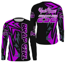 Load image into Gallery viewer, Brap Girl Purple Motocross Jersey Personalized UPF30+ Women Girls MX Racing Dirt Bike Shirt NMS1209