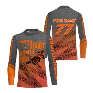 Personalized Dirt Bike Jersey UPF30+ When in Doubt Throttle It out, Orange Motocross MX Racing NMS1186