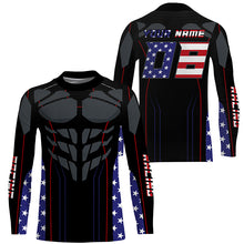Load image into Gallery viewer, Patriotic Muscle Racing Jersey Personalized Kid Adult UPF30+ Motocross Dirt Bike Long Sleeves NMS1228