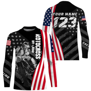 Custom dirt bike jersey UPF30+ Patriotic motocross off-road American flag extreme MX racing shirt PDT277