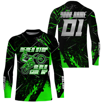 Green kid men women Motocross jersey UPF30+ extreme custom dirt bike racing shirt off-road PDT388