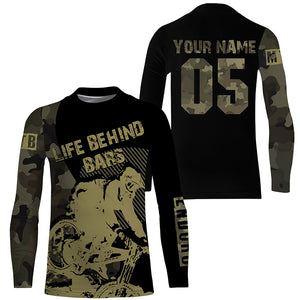 Life behind bars Personalized adult kid MTB jersey UPF30+ Camouflage mountain biking Cycling shirt| SLC202