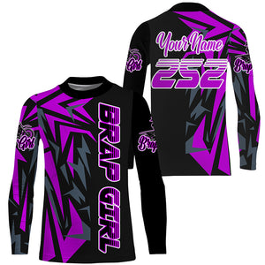 Brap Girl Purple Motocross Jersey Personalized UPF30+ Women Girls MX Racing Dirt Bike Shirt NMS1209