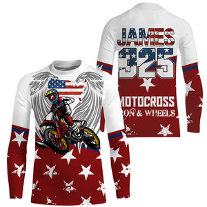 American Motocross Jersey UPF30+ Personalized Patriotic MX Off-Road Adult&Kid Dirt Bike Jersey 4th July| NMS754