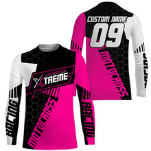 Load image into Gallery viewer, Extreme Motocross Jersey Personalized UPF30+ Racing Shirt Dirt Bike Off-road Biker Motorcycle - Pink NMS631