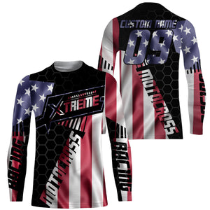 Extreme Motocross Jersey UPF30+ Personalized Patriotic MX Racing Shirt American Dirt Bike Adult&Kid | NMS733