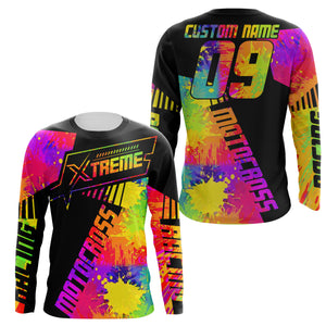 Extreme Motocross jersey personalized UFP30+ Rainbow adult kid dirt bike racing long sleeves NMS1085