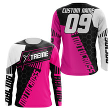 Load image into Gallery viewer, Extreme Motocross Jersey Personalized UPF30+ Racing Shirt Dirt Bike Off-road Biker Motorcycle - Pink NMS631