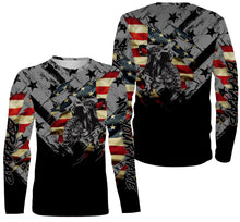 Load image into Gallery viewer, Dirt Bike American Flag Personalized Long Sleeves, Hoodie, Patriotic Braap Motocross Off-road Racing| NMS291