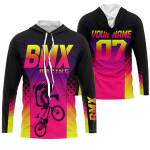 Personalized Pink BMX jersey adult kid bike shirts UPF30+ Freestyle cycling bicycle motocross gear| SLC43