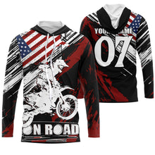 Load image into Gallery viewer, American flag personalized UPF30+ Motocross jersey MX racing biker extreme motorcycle shirt PDT13