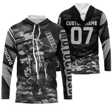 Load image into Gallery viewer, Personalized Motocross Jersey UPF 30+, Extreme Motocross Racing Shirt, Off-Road Long Sleeves - Grey| NMS593