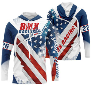 Patriotic adult kid BMX jersey USA bicycle motocross cycling tops UPF30+ American BMX riding shirt| SLC24