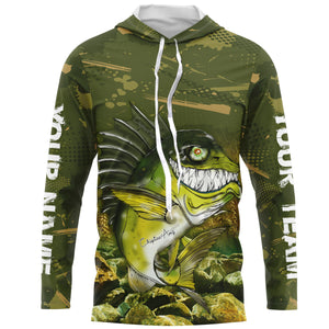 Largemouth Bass fishing camo custom name with angry bass fish ChipteeAmz's art UV protection shirts AT032