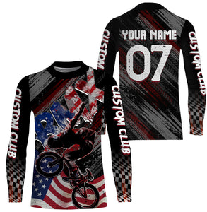 Personalized adult kid BMX jersey Patriotic UPF30+ USA riding racewear American cycling shirt| SLC31