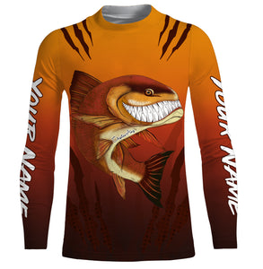 Redfish puppy drum fishing art custom name with angry redfish ChipteeAmz's art UV protection shirts AT030