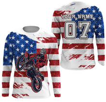 Load image into Gallery viewer, American Flag Dirt Bike Jersey Personalized UPF30+ Adult&amp;Kid Patriotic Motocross Racing Motorcycle Jersey| NMS723