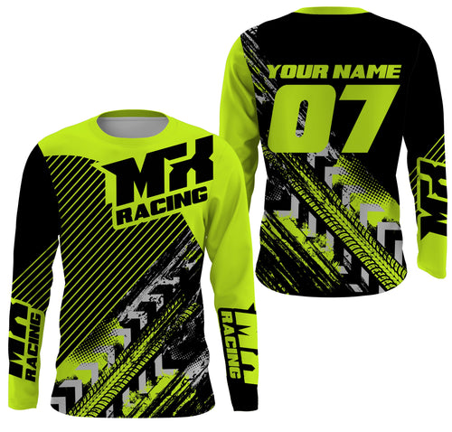 MX Racing Jersey UPF30+ Personalized Motocross Adult&Kid Green Dirt Bike Riders Off-road Motorcycle| NMS677