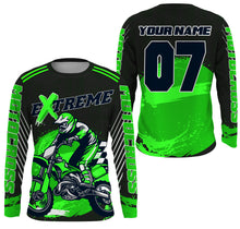 Load image into Gallery viewer, Personalized green UPF30+ Motocross riding jersey for kid men women racing off-Road motorcycle PDT11