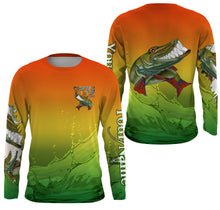 Load image into Gallery viewer, Muskellunge fishing art custom name Musky (Muskie) ChipteeAmz&#39;s art sun protection fishing shirts AT043