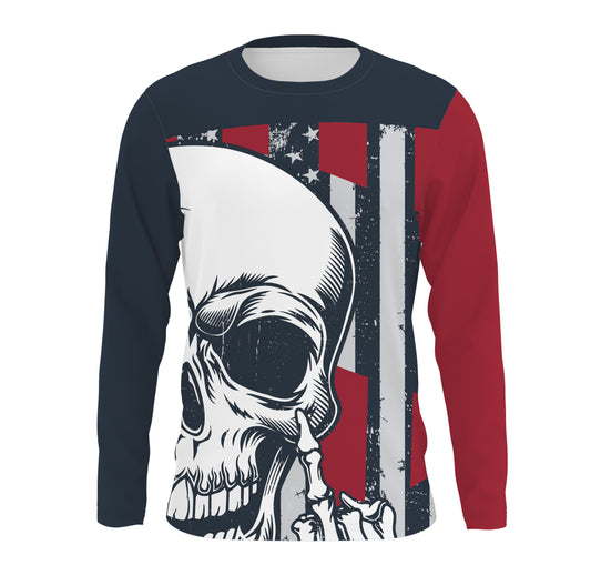 Patriotic Personalized Skull Jersey UPF30+ Motocross Biker Shirt, Motorcycle Off-Road Racing| NMS265