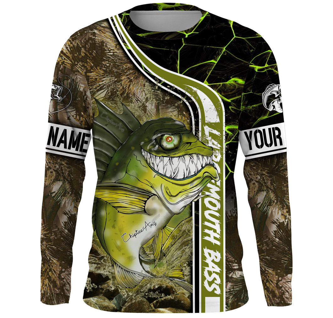 Largemouth Bass fishing custom name with ChipteeAmz's art UV protection shirts AT011