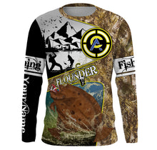 Load image into Gallery viewer, Flounder fishing camo custom name with funny Flounder angry ChipteeAmz&#39;s art UV protection shirts AT019