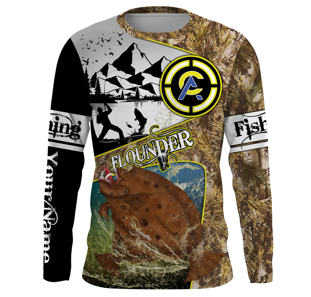 Flounder fishing camo custom name with funny Flounder angry ChipteeAmz's art UV protection shirts AT019