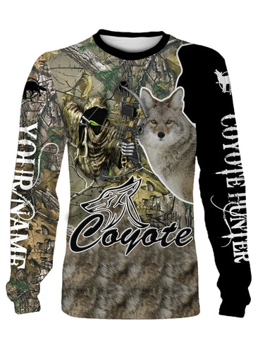 Coyote camo hunter customized name full printing personalized shirt, hoodie - TATS19