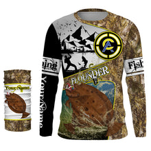 Load image into Gallery viewer, Flounder fishing camo custom name with funny Flounder angry ChipteeAmz&#39;s art UV protection shirts AT019