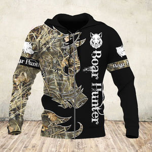 Wild Hog Hunting Camo 3D All Over Print Hoodie, T-shirt, Zip up Hoodie Plus Size - NQS71