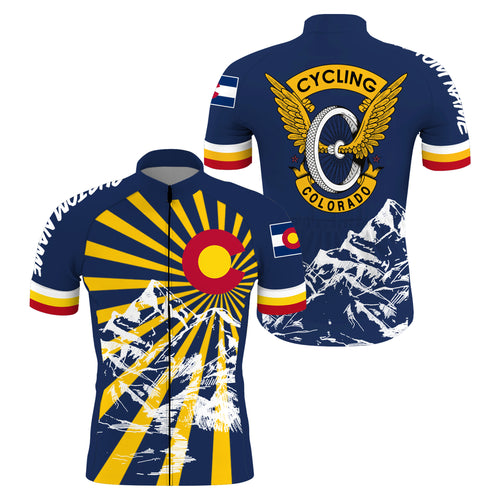 Colorado men/women cycling jersey with pockets UPF50+ State flag bike shirt mountain bike BMX Gear| SLC171