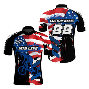 MTB life Cycling jersey mens UPF50+ American bike shirt Custom mountain biking gear with pockets| SLC92