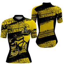 Load image into Gallery viewer, Custom Women cycling jersey Yellow biking tops UPF50+ cycle gear with pockets Breathable bike shirt| SLC61