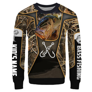 Personalized Fish on bass fishing full printing fishing shirt A2